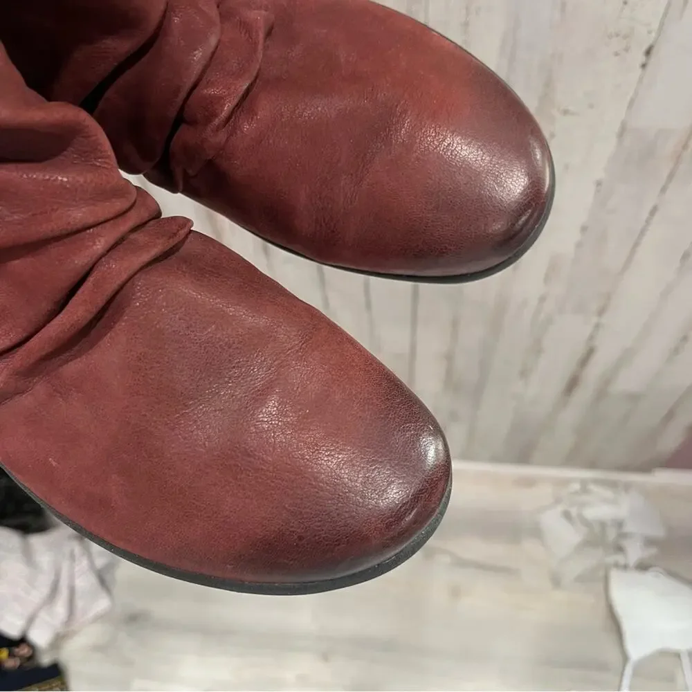 Abeo Exeter Maroon Slouchy Leather Booties Flats Womens 9.5